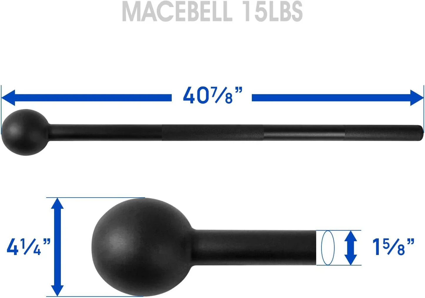 15lb macebell fitness equipment with measurements for home gym strength training