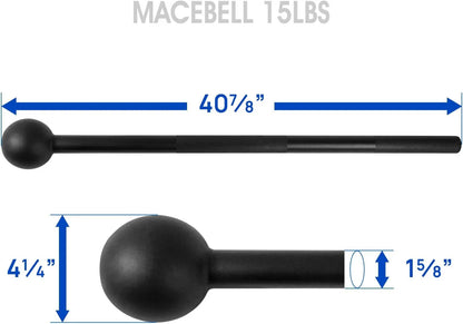 15lb macebell fitness equipment with measurements for home gym strength training