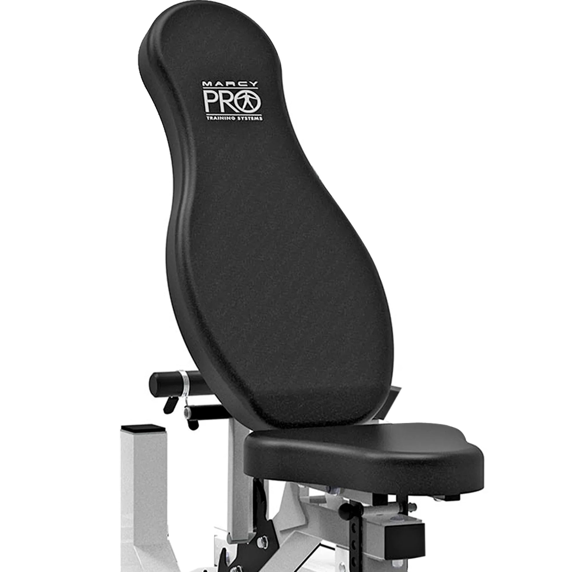 Adjustable weight bench with padded black backrest, ideal for home gym strength training