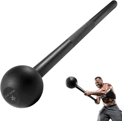 Man swinging steel mace, functional training equipment for home gym workouts