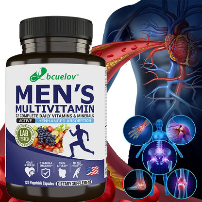 Bcuelov Men's Multivitamin & Mineral Tablets - Immune & Energy Support, Muscle Endurance, Vegan High Absorption Supplement