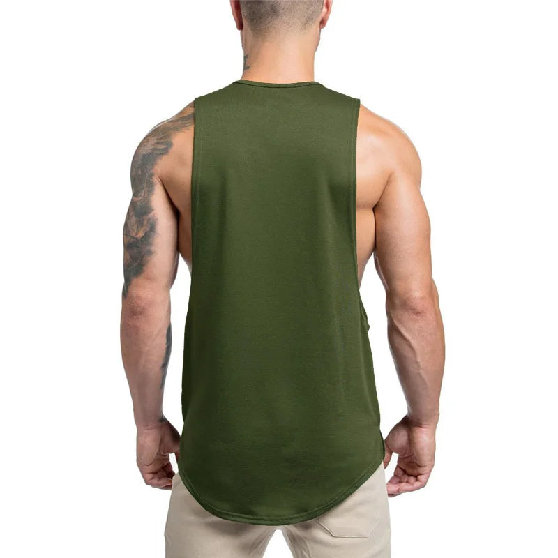 Mens Fitness Tank Tops Gym Clothing Bodybuilding Workout Cotton Sleeveless Vest Male Casual Breathable Fashion Sling Undershirt