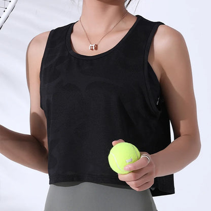 Women Camouflage Running Vest Fitness Crop Top Sleeveless Mesh Yoga Shirts Breathable Workout Gym Tank Tops Female Sportswear
