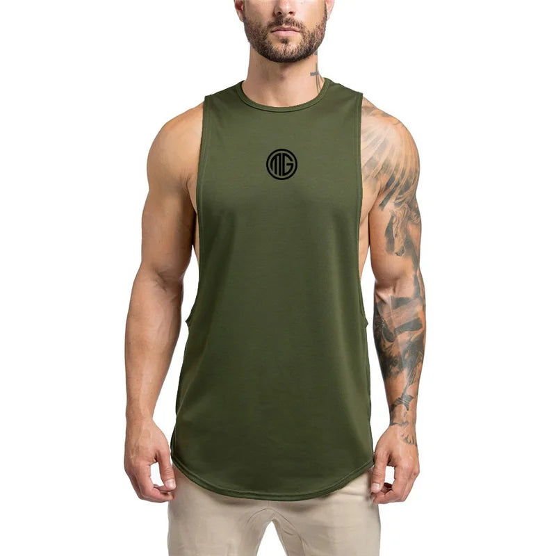 Mens Fitness Tank Tops Gym Clothing Bodybuilding Workout Cotton Sleeveless Vest Male Casual Breathable Fashion Sling Undershirt