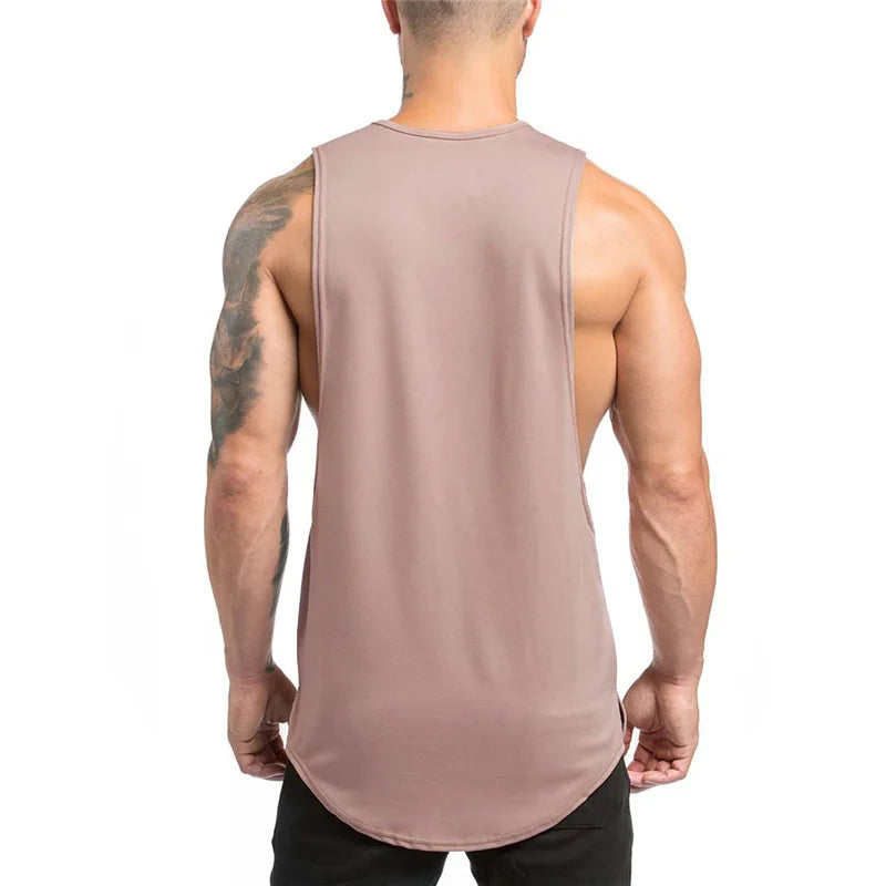 Mens Fitness Tank Tops Gym Clothing Bodybuilding Workout Cotton Sleeveless Vest Male Casual Breathable Fashion Sling Undershirt