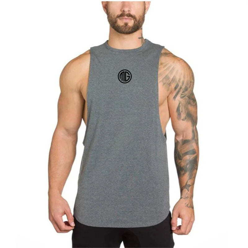 Mens Fitness Tank Tops Gym Clothing Bodybuilding Workout Cotton Sleeveless Vest Male Casual Breathable Fashion Sling Undershirt