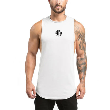 Mens Fitness Tank Tops Gym Clothing Bodybuilding Workout Cotton Sleeveless Vest Male Casual Breathable Fashion Sling Undershirt