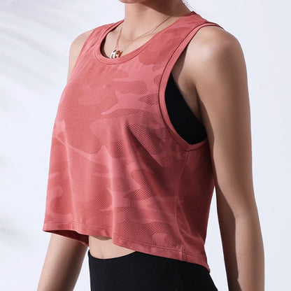 Women Camouflage Running Vest Fitness Crop Top Sleeveless Mesh Yoga Shirts Breathable Workout Gym Tank Tops Female Sportswear