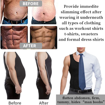 Mens Shirt Slimming Body Shaper Vest Workout Tank Tops Abs Abdomen Undershirts Tank Top Shapewear Thermal Compression Shirt