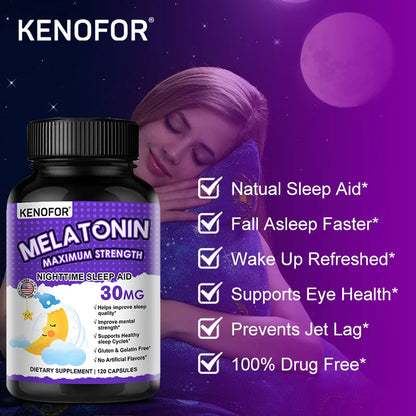 Melatonin 30mg Sleeping Capsules - Sleep Supplement for Men & Women,for Restful Deep Sleeps,Promotes Sleep and Relaxation