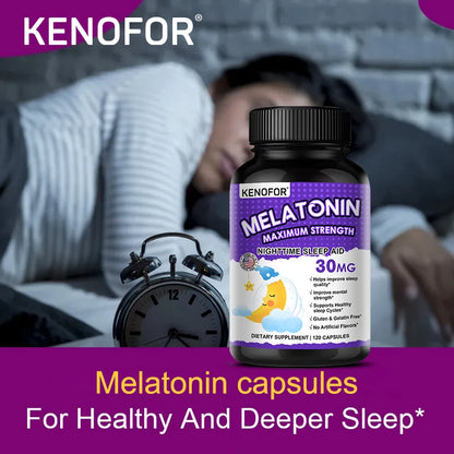 Melatonin 30mg Sleeping Capsules - Sleep Supplement for Men & Women,for Restful Deep Sleeps,Promotes Sleep and Relaxation