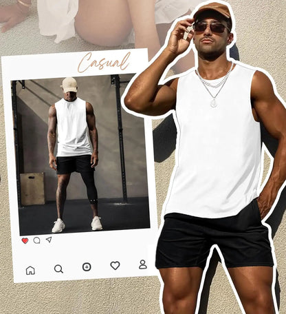 Mens Tank Tops Workout Sleeveless Shirts Summer Solid color Polyester Quick drying Tanks for Men Summer Beach Sports T-Shirts