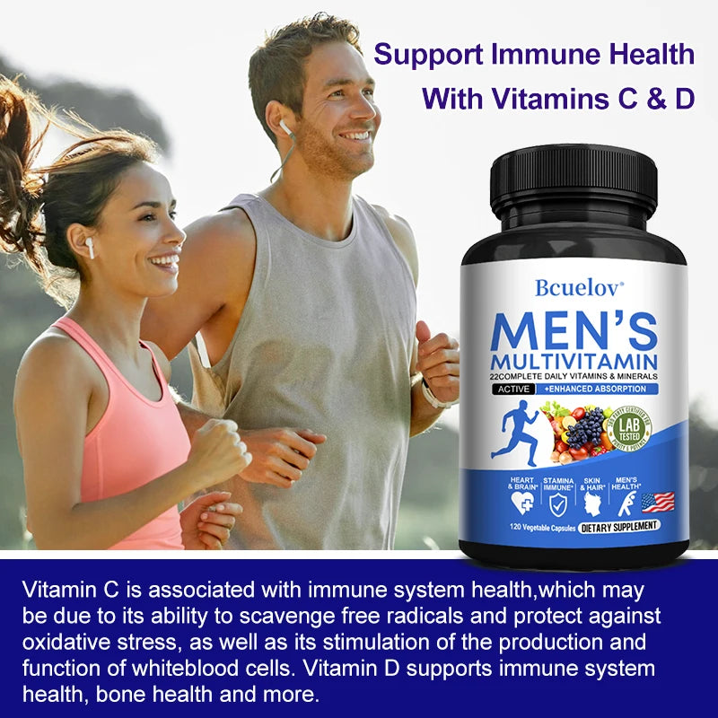 Multivitamin for Men - Daily Multivitamin for Energy, Focus & Brain, Men's Health Complex, Non-GMO120 , 120 Vegetarian Capsules