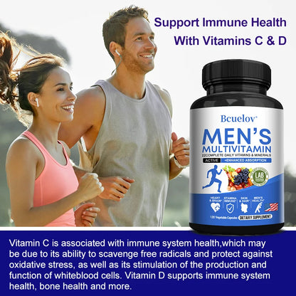 Multivitamin for Men - Daily Multivitamin for Energy, Focus & Brain, Men's Health Complex, Non-GMO120 , 120 Vegetarian Capsules