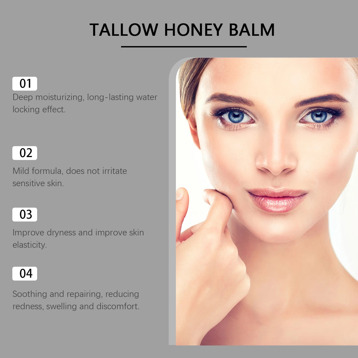 Beef Tallow Face Cream Organic Raw Honey Balm Skin Care Brightening Grass-Fed Natural Whipped Body Moisturizer Hydrating Lotion
