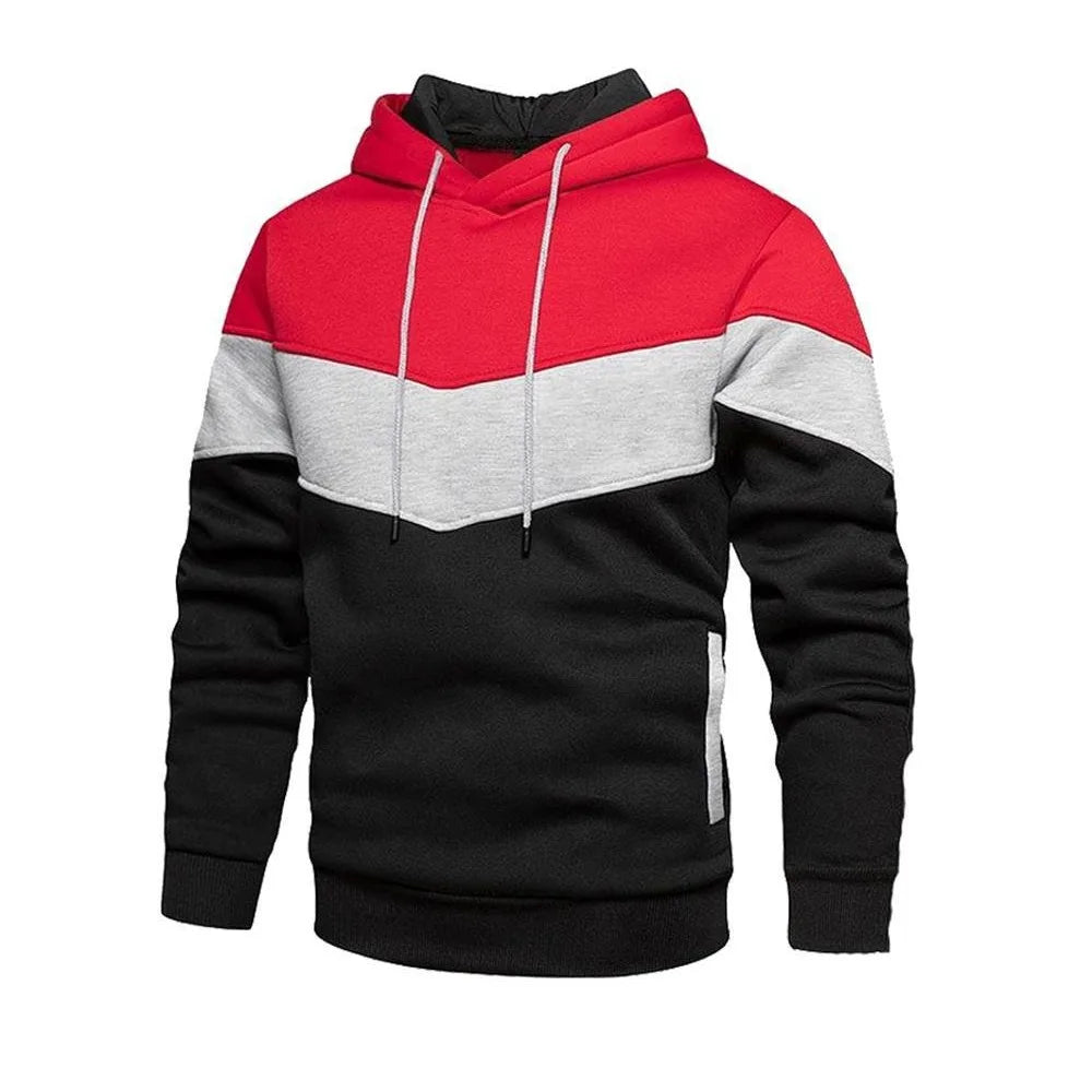 Men's Patchwork Hooded Sweatshirt Hoodies Clothing Casual Loose Fleece Warm Streetwear Male Fashion Autumn Winter Sports Outwear