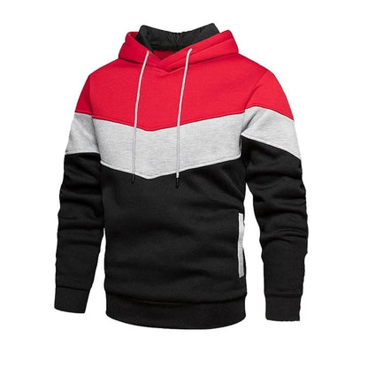 Men's Patchwork Hooded Sweatshirt Hoodies Clothing Casual Loose Fleece Warm Streetwear Male Fashion Autumn Winter Sports Outwear