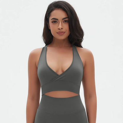 Women Sports Bra High Support Impact Ruched Fitness Underwear Gym Yoga Top Workout Clothes Push-up Corset Padded Activewear