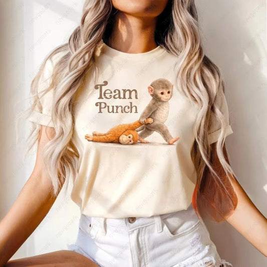 Team Punch Monkey Printed T-shirt Summer Men's and Women's Pure Cotton Clothes Harajuku Fashion Short Sleeve T-shirt Unisex