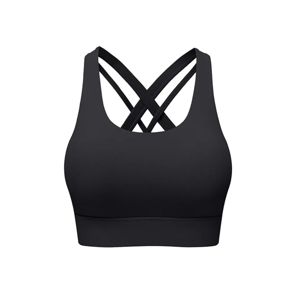 Comfortable Active Wear Yoga Sports Bra Fixed Cup Tank Tops Fitness Underwear Seamless Sweat Absorbing Women Workout Bra Lady