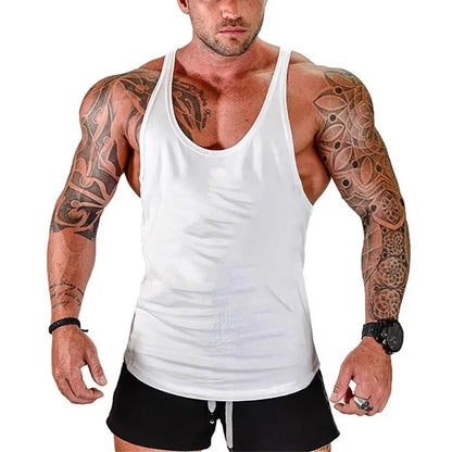 Mens Gyms Stringer Tank Top Fitness Vest Bodybuilding Clothing Muscle Tanks Singlet Cotton Workout Sleeveless Shirt