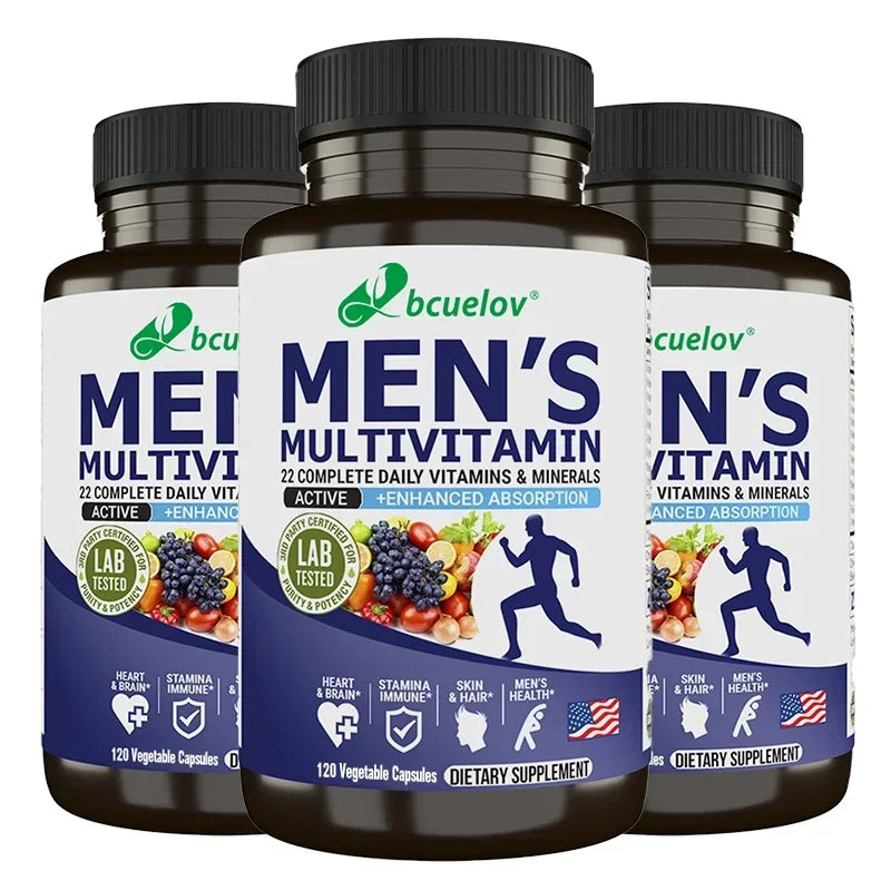 Bcuelov Men's Multivitamin & Mineral Tablets - Immune & Energy Support, Muscle Endurance, Vegan High Absorption Supplement