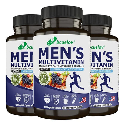 Bcuelov Men's Multivitamin & Mineral Tablets - Immune & Energy Support, Muscle Endurance, Vegan High Absorption Supplement
