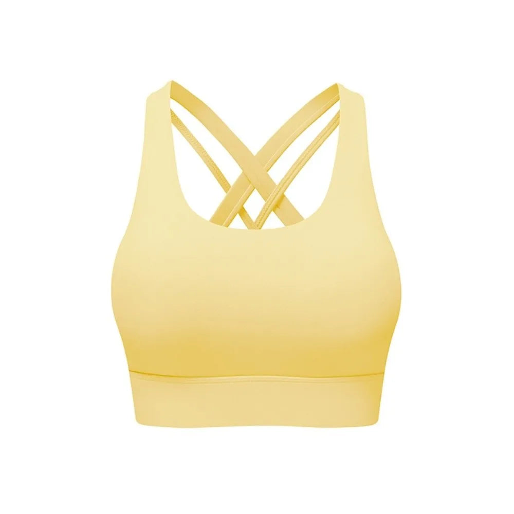 Comfortable Active Wear Yoga Sports Bra Fixed Cup Tank Tops Fitness Underwear Seamless Sweat Absorbing Women Workout Bra Lady