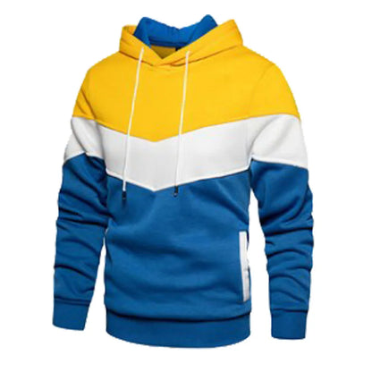 Men's Patchwork Hooded Sweatshirt Hoodies Clothing Casual Loose Fleece Warm Streetwear Male Fashion Autumn Winter Sports Outwear