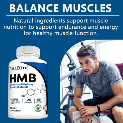 Ultra Strength HMB Supplement Capsules, Supports Muscle Growth, Maintains Muscle Health, and Supports Recovery After Exercise