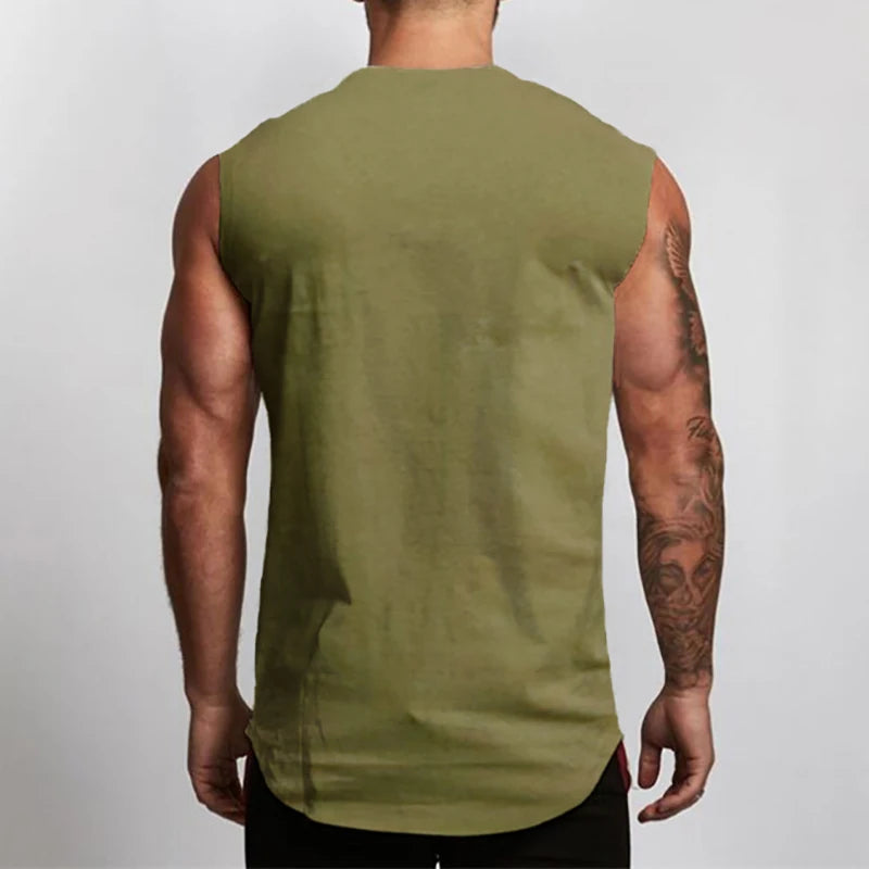 Cotton Gym Clothing Mens Workout Sleeveless Shirt Bodybuilding Tank Top Fitness Sportswear Mens Vests Muscle Singlets Tanktop