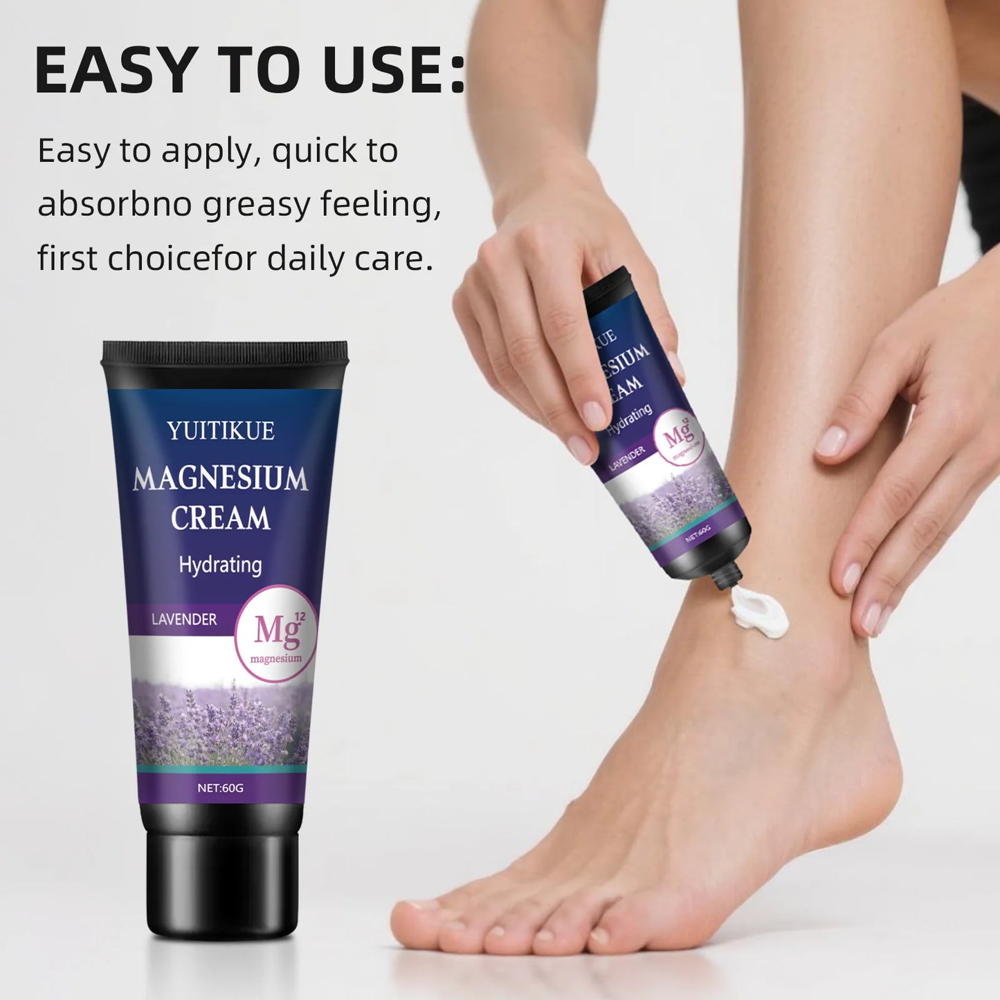 Magnesium Cream Lavender | Joint Care (Waist/Knee/Neck) | Hydrating | Easy Absorb Non-Greasy | Daily Body Care Cream 60g