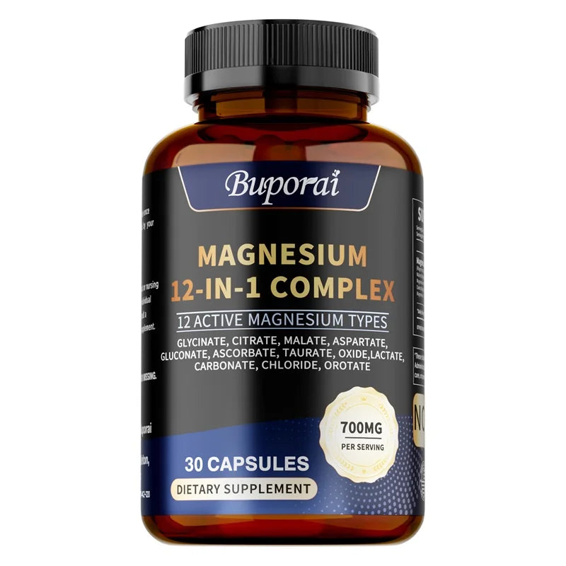 Magnesium Complex Capsules - Bone & Heart Health Supplement, Sleep Support,Muscle Relaxation,Stress & Anxiety Relief