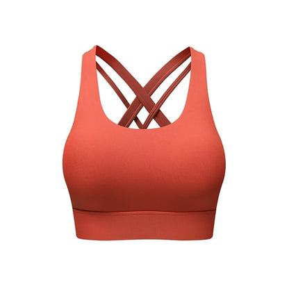 Comfortable Active Wear Yoga Sports Bra Fixed Cup Tank Tops Fitness Underwear Seamless Sweat Absorbing Women Workout Bra Lady