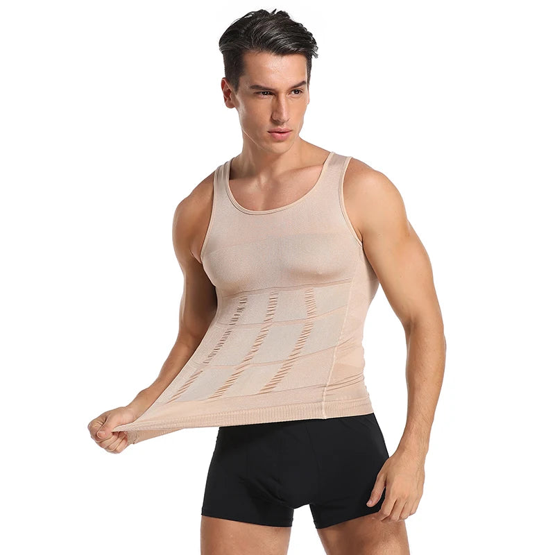Mens Shirt Slimming Body Shaper Vest Workout Tank Tops Abs Abdomen Undershirts Tank Top Shapewear Thermal Compression Shirt