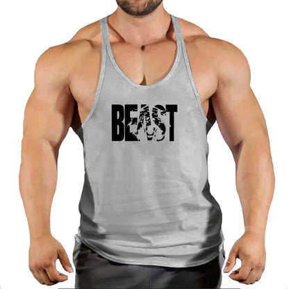 Mens Gyms Stringer Tank Top Fitness Vest Bodybuilding Clothing Muscle Tanks Singlet Cotton Workout Sleeveless Shirt