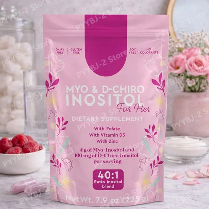 40:1 Mix Myo & D-Chiro Inositol Powder Contain Folate, Vitamin D3 and Zinc Supporting Women's Daily Health Dietary Supplement