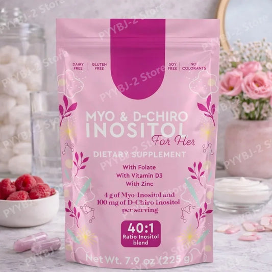 40:1 Mix Myo & D-Chiro Inositol Powder Contain Folate, Vitamin D3 and Zinc Supporting Women's Daily Health Dietary Supplement