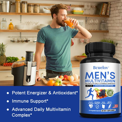 Multivitamin for Men - Daily Multivitamin for Energy, Focus & Brain, Men's Health Complex, Non-GMO120 , 120 Vegetarian Capsules