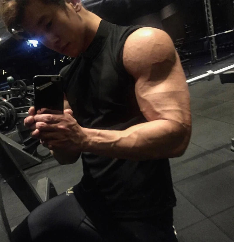 Compression Gym Sleeveless T-Shirts Workout Tank Top Men Bodybuilding Tight Clothing Fitness Mens Sports Vests Muscle Tank Tops