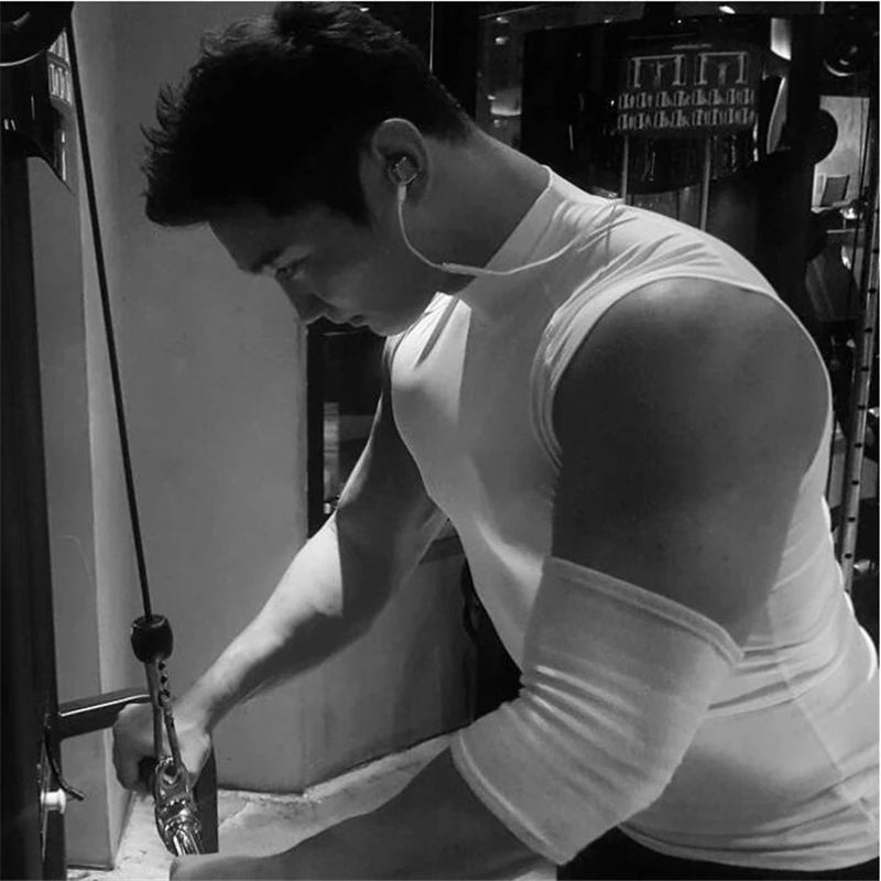 Compression Gym Sleeveless T-Shirts Workout Tank Top Men Bodybuilding Tight Clothing Fitness Mens Sports Vests Muscle Tank Tops