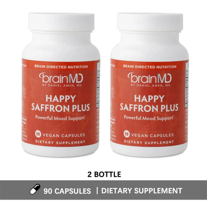 Happy Saffron Plus Supplements - Saffron Flower Extract Supplement for Eye Health Support - Mood Enhancer for Men & Women