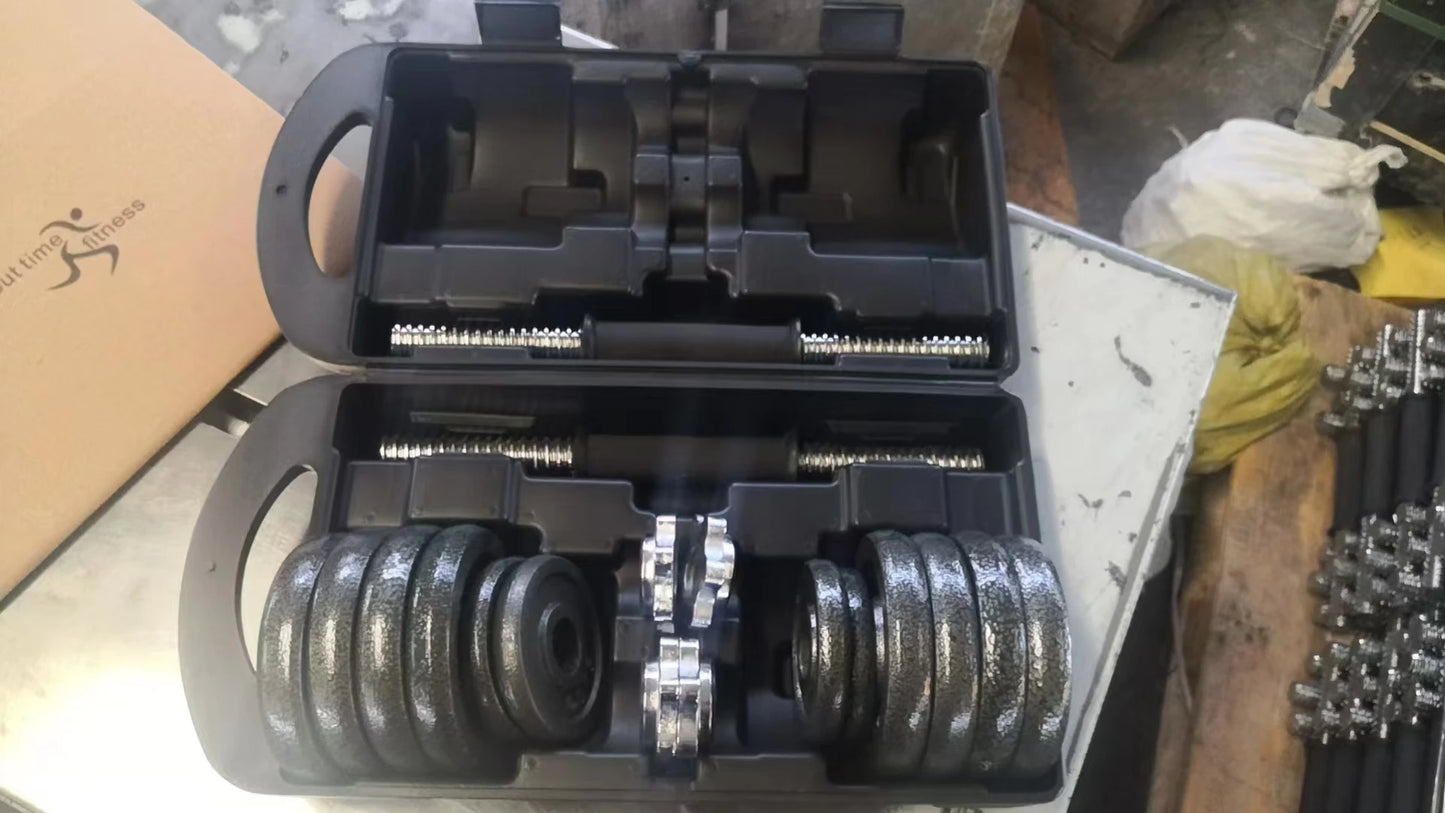 10kg 15kg 20kg 30kg Gym Home Weightlifting Dumbbells with Box Painted Black Painted Cast Iron Dumbbells Barbell Set.