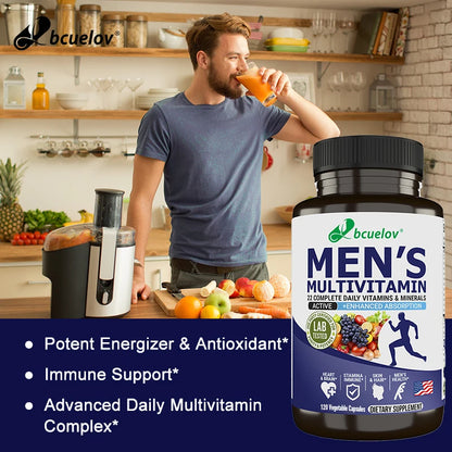 Bcuelov Men's Multivitamin & Mineral Tablets - Immune & Energy Support, Muscle Endurance, Vegan High Absorption Supplement