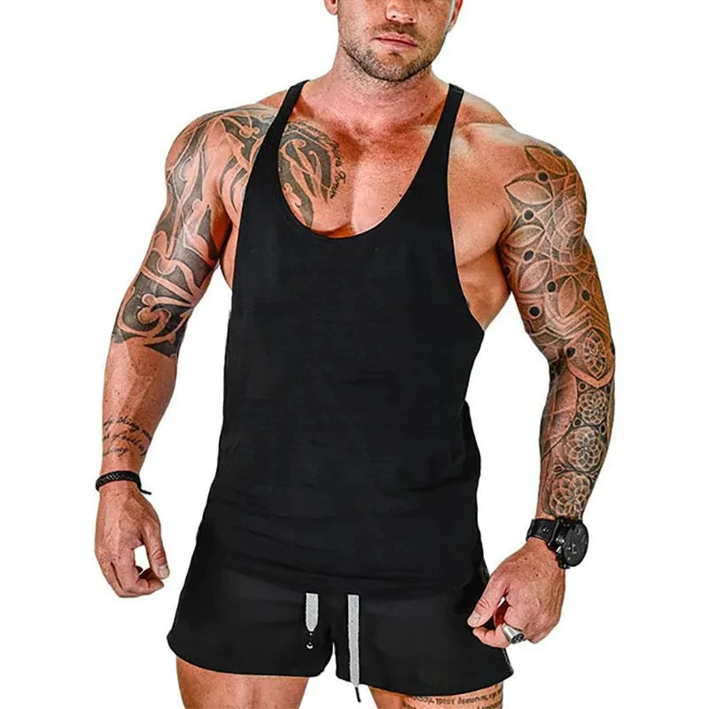 Mens Gyms Stringer Tank Top Fitness Vest Bodybuilding Clothing Muscle Tanks Singlet Cotton Workout Sleeveless Shirt