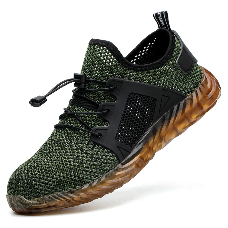 Mens Mesh Work Sneakers Lightweight Steel Toe Work Boots Indestructible Safety Shoes Breathable Construction Work Boot Footwear