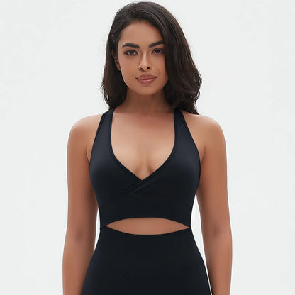 Women Sports Bra High Support Impact Ruched Fitness Underwear Gym Yoga Top Workout Clothes Push-up Corset Padded Activewear