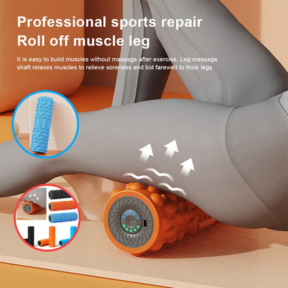 Electric Vibrating Foam Roller Yoga Column Rechargeable Exercise Roller 5 Modes Muscle Roller for Yoga Pilates