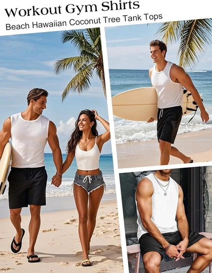 Mens Tank Tops Workout Sleeveless Shirts Summer Solid color Polyester Quick drying Tanks for Men Summer Beach Sports T-Shirts