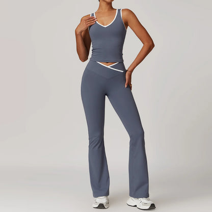 Yoga Set 2 Pieces Workout Outfits Fitness Sportswear Gym Tracksuit High Waist Leggings Sports Bra Athletic Wear Women Clothes